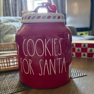 Rae Dunn Red 'Cookies for Santa' Jar